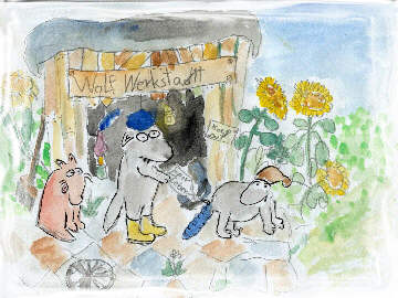 der wollschwanz wird angeklebt