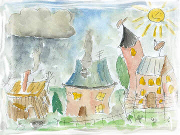 man sieht das haus vom wolf vom fuchs und dem schaf